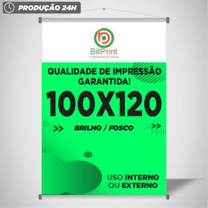 BANNER 100x120 CM Lona 380g - 100X120 4x0 - Brilho ou Fosco - Bastão e Cordão - 