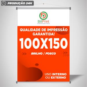 BANNER 100x150 CM Lona 380g - 100X150 4x0 - Brilho ou Fosco - Bastão e Cordão - 