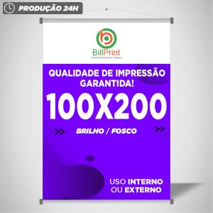 BANNER 100x200 CM Lona 380g - 100X200 4x0 - Brilho ou Fosco - Bastão e Cordão - 