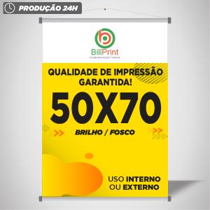 BANNER 50x70 CM Lona 380g - 50x70 4x0 - Brilho ou Fosco - Bastão e Cordão - 