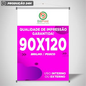 BANNER 90x120 CM Lona 380g - 90X120 4x0 - Brilho ou Fosco - Bastão e Cordão - 